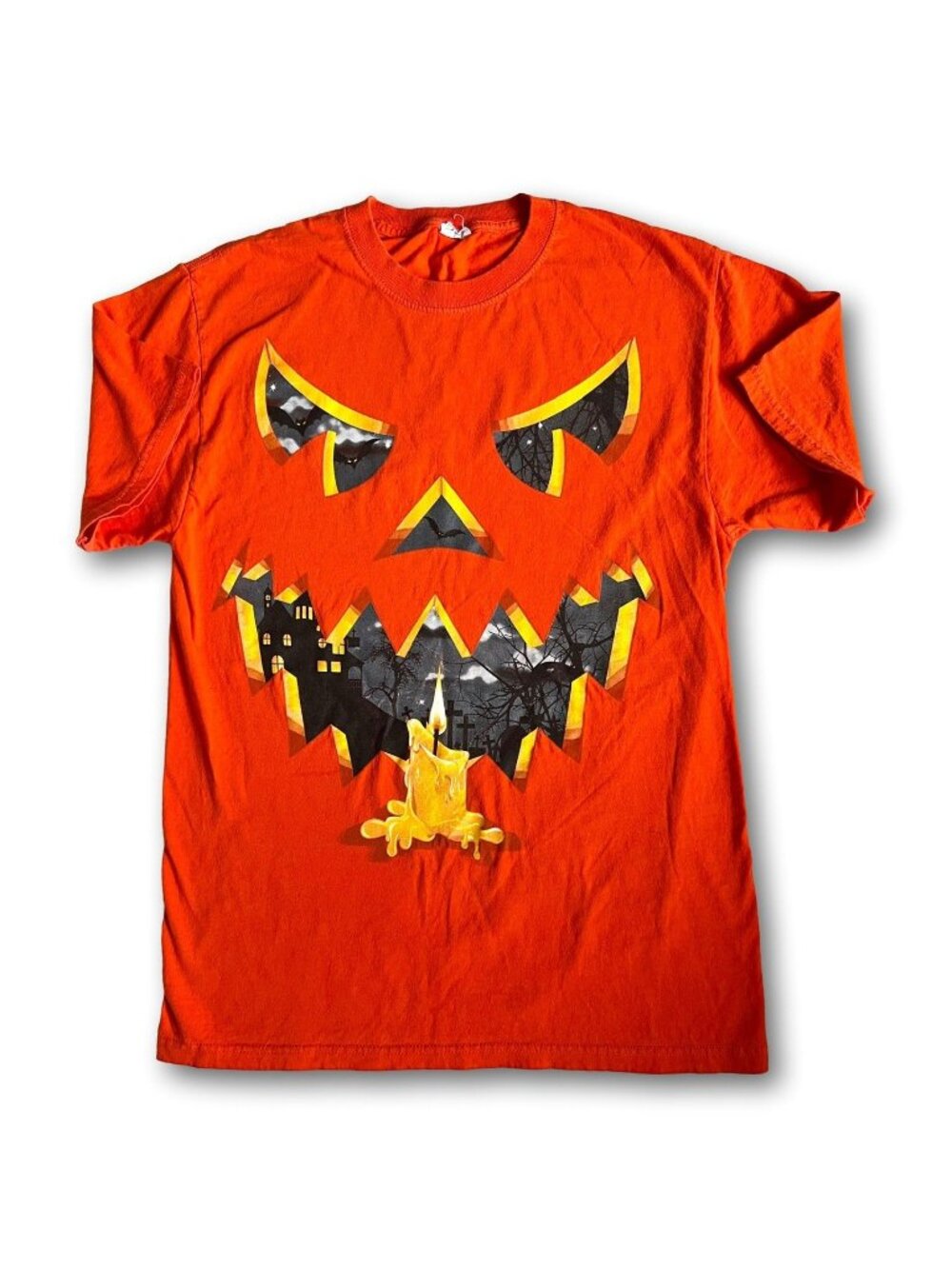 Great Graphics Halloween T shirt  Jack O Lantern Pumpkin Graveyard Candle